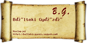 Bélteki Győző névjegykártya